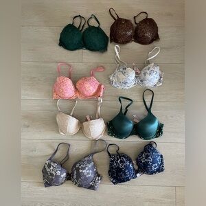 Set of 8 32D Victoria’s Secret bras, 2 bombshell, 2 push up, and others too!